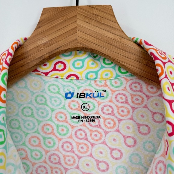 IBKUL Mesh Stretch Collared Quarter Zip Long Sleeve Golf Top in Retro Print XL - Picture 3 of 8